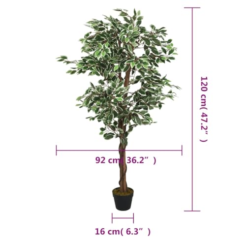 Generico kangqiling 359026 - Árbol de ficus artificial, 630 hojas, 120 cm, verde, verde