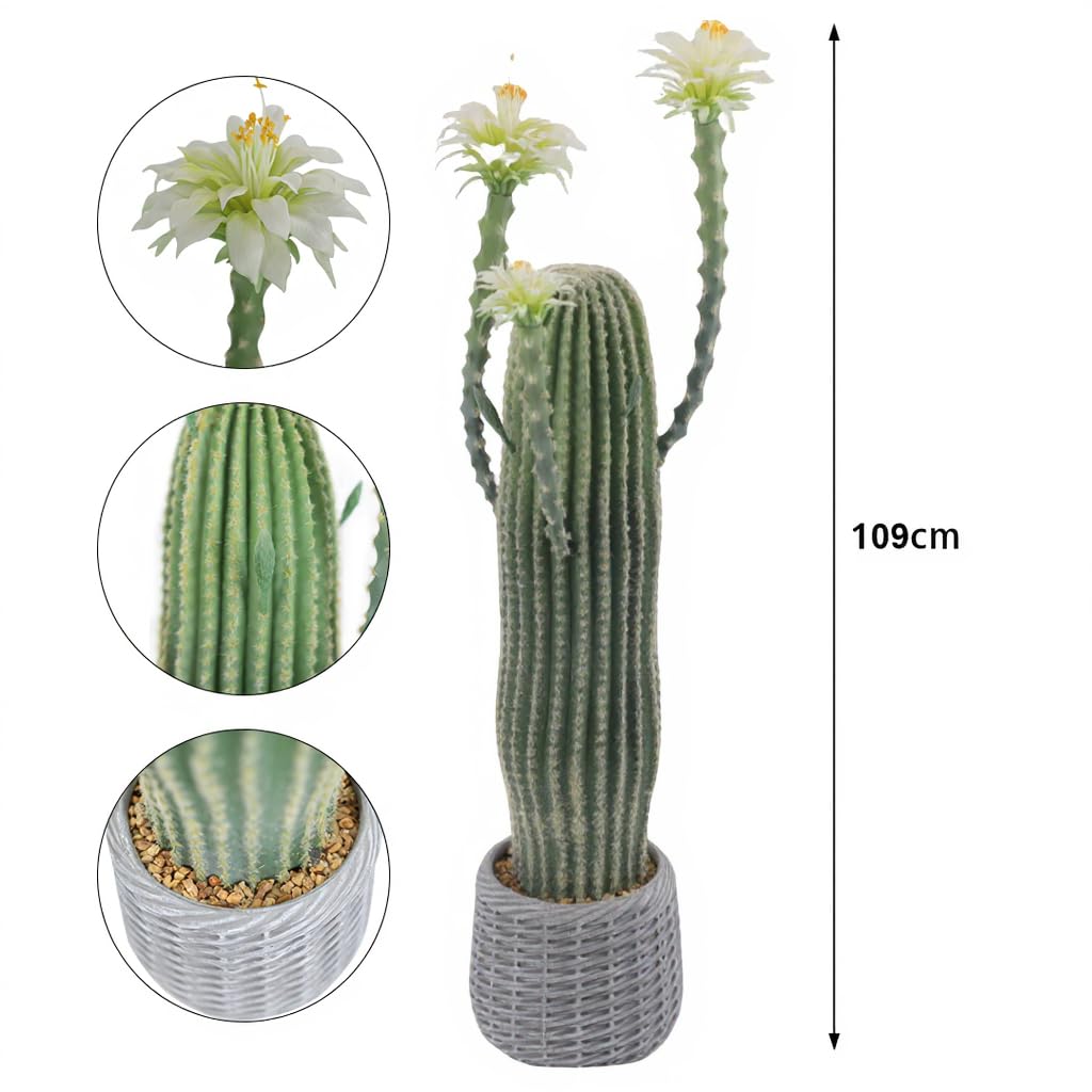 Niwugady Cactus Planta Artificial en Maceta Grande Suculentas Artificiales Suculentas Decorativas Cactus Cactus Artificial Cactus para Casa/Jardín/Oficina/Decoración, 43 x 36 x 109 cm
