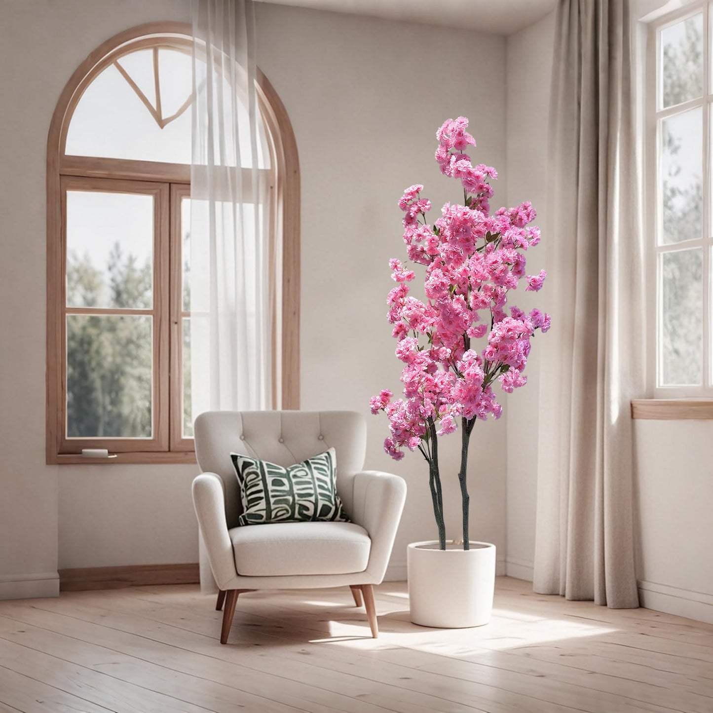 Árbol artificial de cerezo artificial de 1,8 m artificial japonés, flores de cerezo falsas, planta de interior para el hogar, boda, fiesta, jardín, oficina