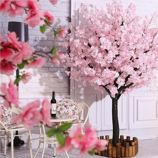 Genérico Planta Artificial Grande Exterior Decorativas Árbol De Cerezo Artificial, Planta Grande, para Bodas, Eventos Decoración De Flor De Seda Sakura Falsa Hecha A Mano,001,100×80cm