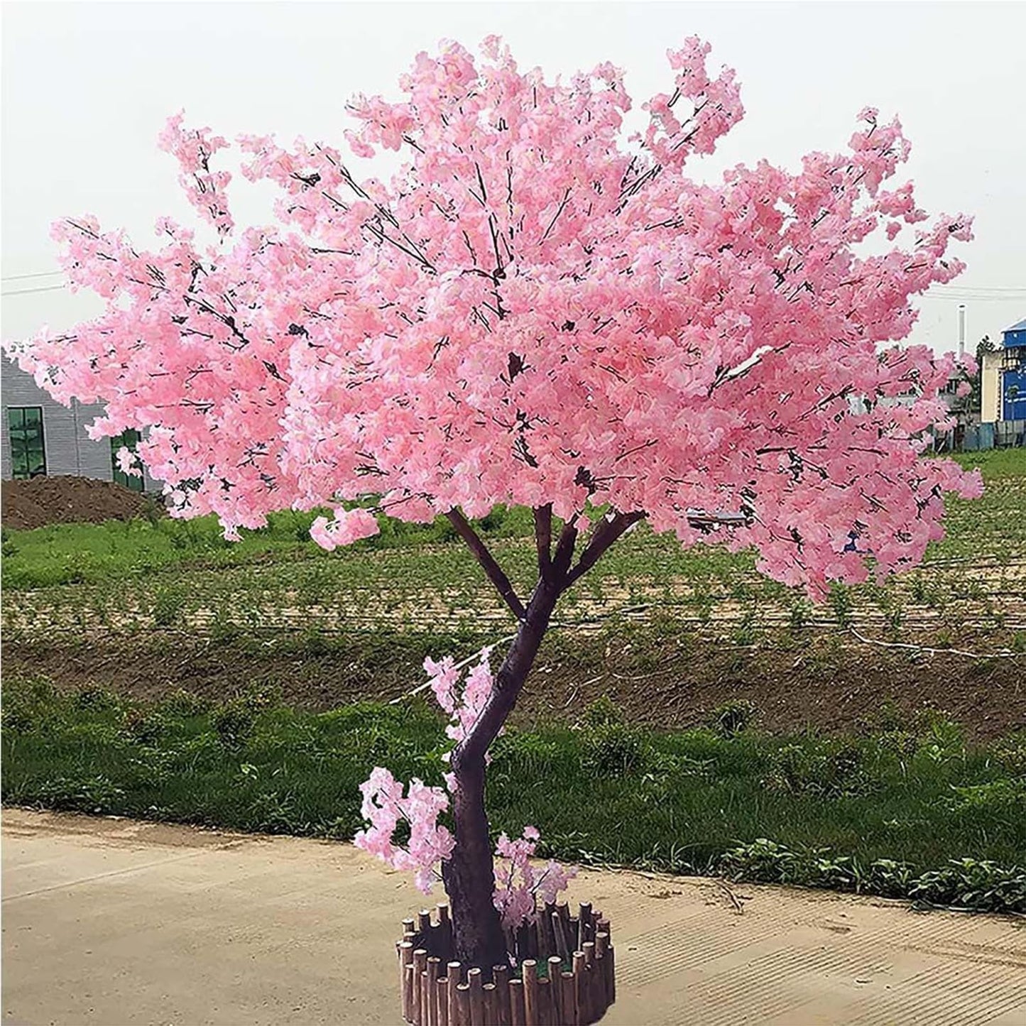 Genérico Planta Artificial Grande Exterior Decorativas Árbol De Cerezo Artificial, Planta Grande, para Bodas, Eventos Decoración De Flor De Seda Sakura Falsa Hecha A Mano,001,100×80cm