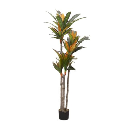 Dragón artificial, 145 cm, plantas artificiales grandes, plantas artificiales de plástico, plantas tropicales de Dracaena Fragans con macetas para salón, oficina, jardín decoración