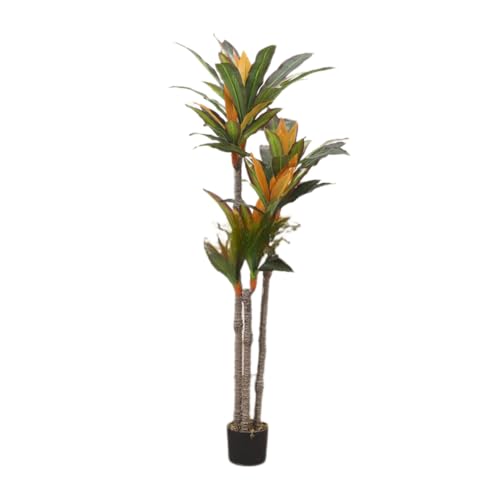 Dragón artificial, 145 cm, plantas artificiales grandes, plantas artificiales de plástico, plantas tropicales de Dracaena Fragans con macetas para salón, oficina, jardín decoración