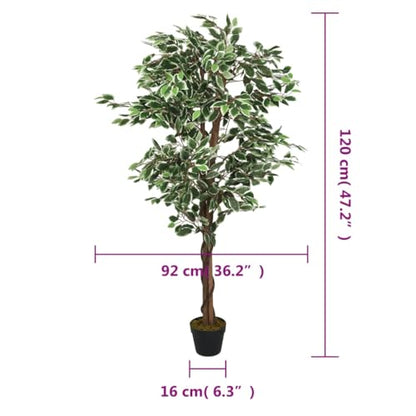 Generico kangqiling 359026 - Árbol de ficus artificial, 630 hojas, 120 cm, verde, verde