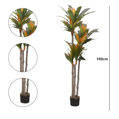 Dragón artificial, 145 cm, plantas artificiales grandes, plantas artificiales de plástico, plantas tropicales de Dracaena Fragans con macetas para salón, oficina, jardín decoración