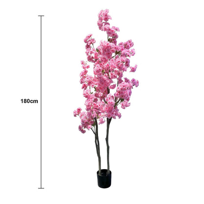 Árbol artificial de cerezo artificial de 1,8 m artificial japonés, flores de cerezo falsas, planta de interior para el hogar, boda, fiesta, jardín, oficina