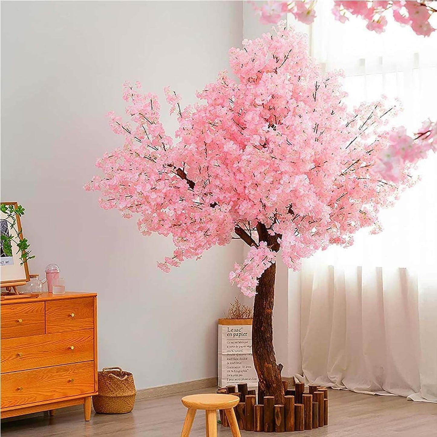 Genérico Planta Artificial Grande Exterior Decorativas Árbol De Cerezo Artificial, Planta Grande, para Bodas, Eventos Decoración De Flor De Seda Sakura Falsa Hecha A Mano,001,100×80cm
