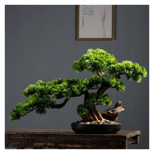 Genérico Decoración de Plantas Falsas realistas, Plantas Falsas 17 Pulgadas Bonsai Pine Tree, árbol de Bonsai de la decoración del jardín Zen, Plantas de casa Artificiales en macetas, para exhibición