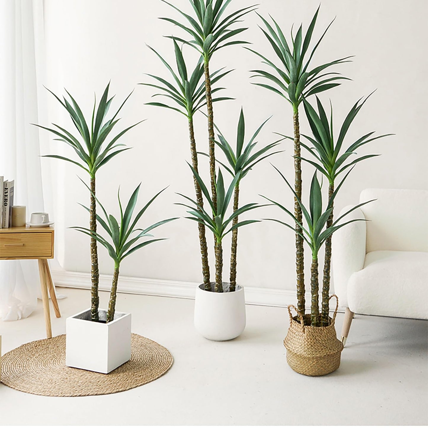 KAXLDHH Árbol Artificial con Tronco, Bonsais Naturales En Maceta, Planta Falsa Alta Hojas Realistas, Árboles Topiarios Artificiales, Decoración para Hogar, Oficina, Exterior Y Interior(Wit,160cm)
