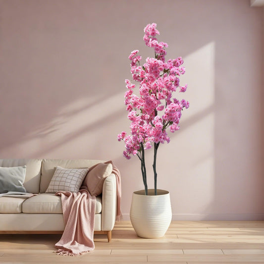 Árbol artificial de cerezo artificial de 1,8 m artificial japonés, flores de cerezo falsas, planta de interior para el hogar, boda, fiesta, jardín, oficina