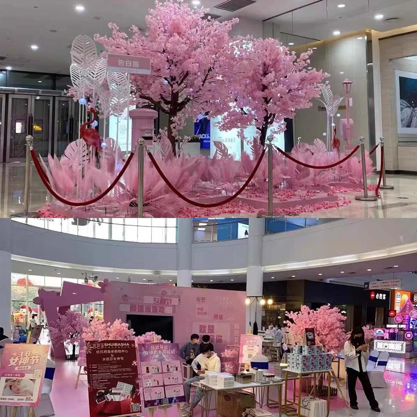 Genérico Planta Artificial Grande Exterior Decorativas Árbol De Cerezo Artificial, Planta Grande, para Bodas, Eventos Decoración De Flor De Seda Sakura Falsa Hecha A Mano,001,100×80cm