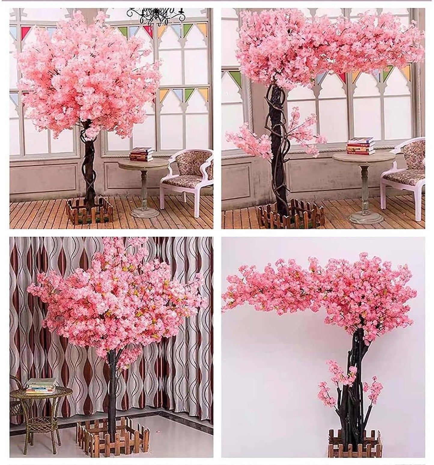 Genérico Planta Artificial Grande Exterior Decorativas Árbol De Cerezo Artificial, Planta Grande, para Bodas, Eventos Decoración De Flor De Seda Sakura Falsa Hecha A Mano,001,100×80cm